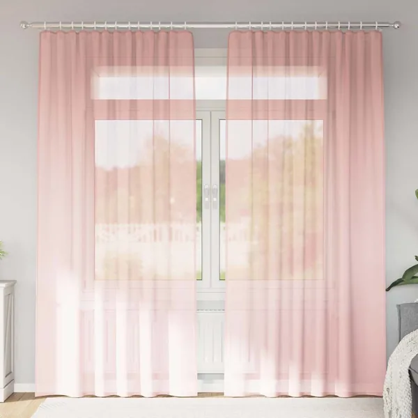 Rideaux en voile avec passe-tringles 2 pcs rose