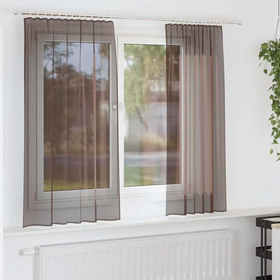 Rideaux en voile avec passe-tringles 2 pcs marron