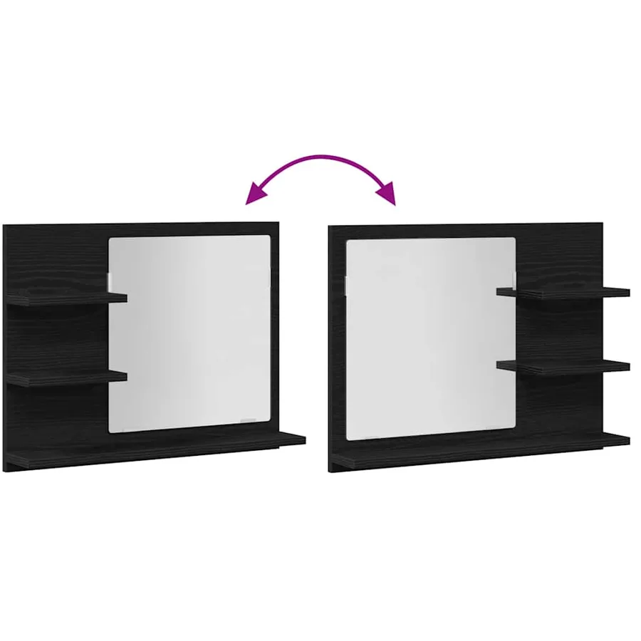 Miroir de salle de bain chêne noir 60x10,5x45cm bois ingénierie - 8