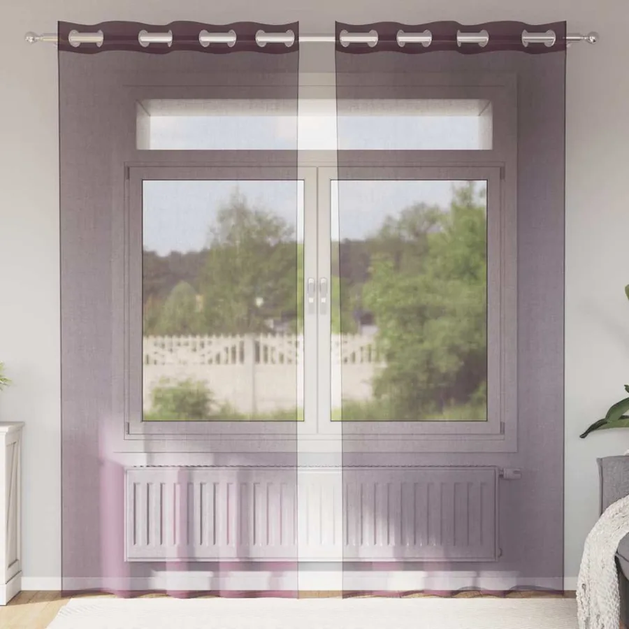 Rideaux en voile avec œillets 2 pcs violet 140x245 cm