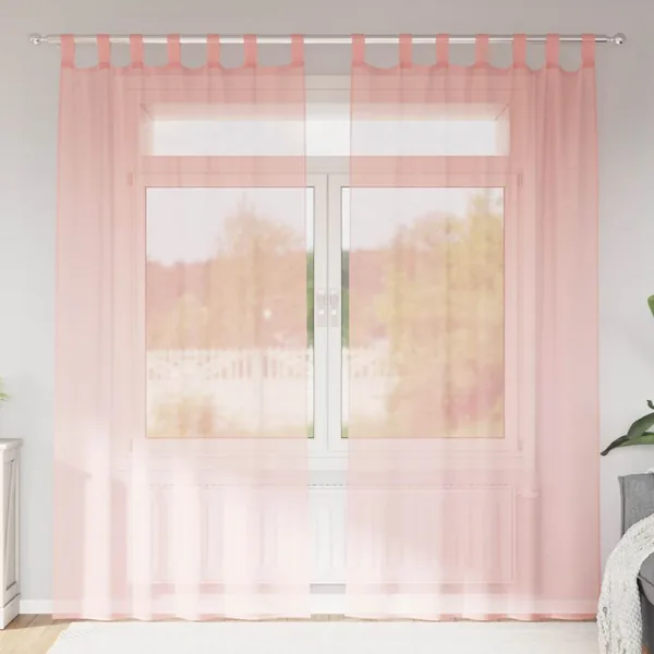 Rideaux en voile avec boucles 2 pcs rose 140x245 cm