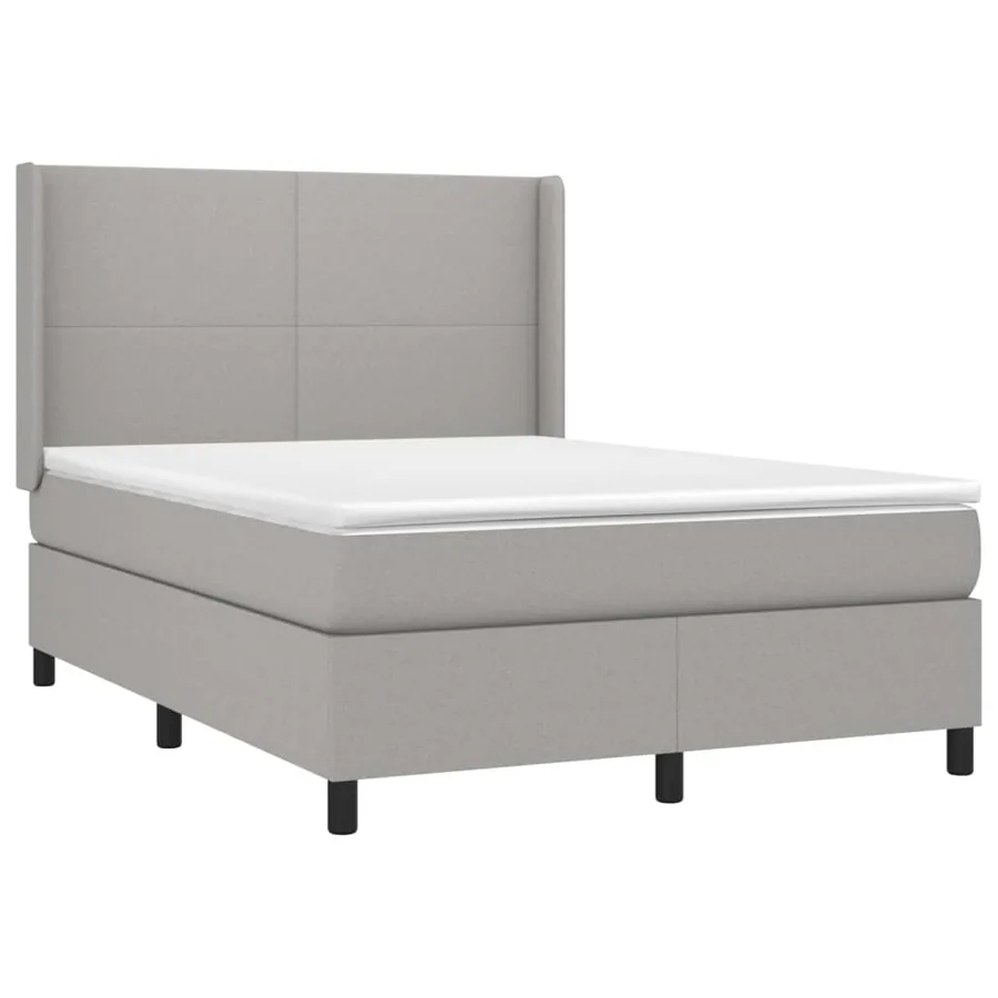 Sommier à lattes de lit et matelas et LED Gris clair 140x190 cm - 4