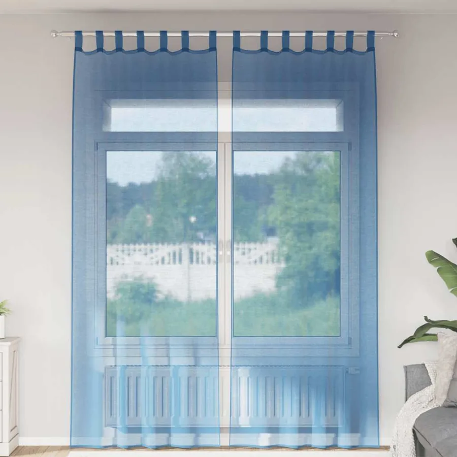 Rideaux en voile avec boucles 2 pcs bleu royal 140x260 cm