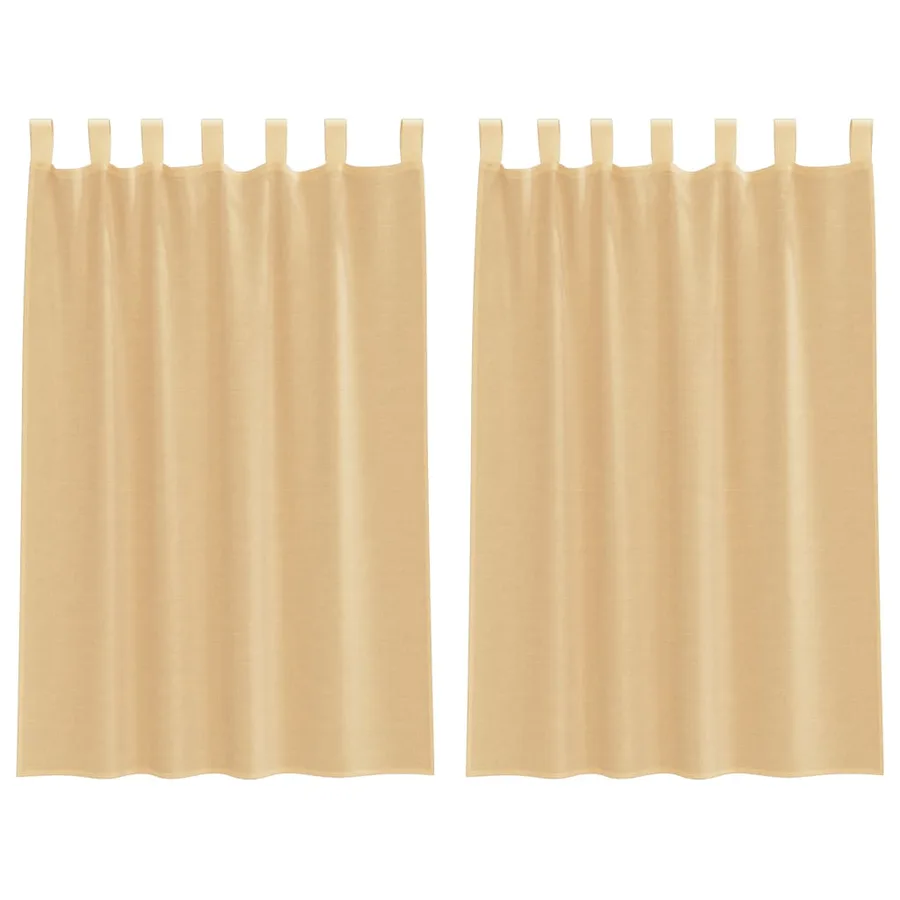 Rideaux en voile avec boucles 2 pcs sable 140x175 cm - 2
