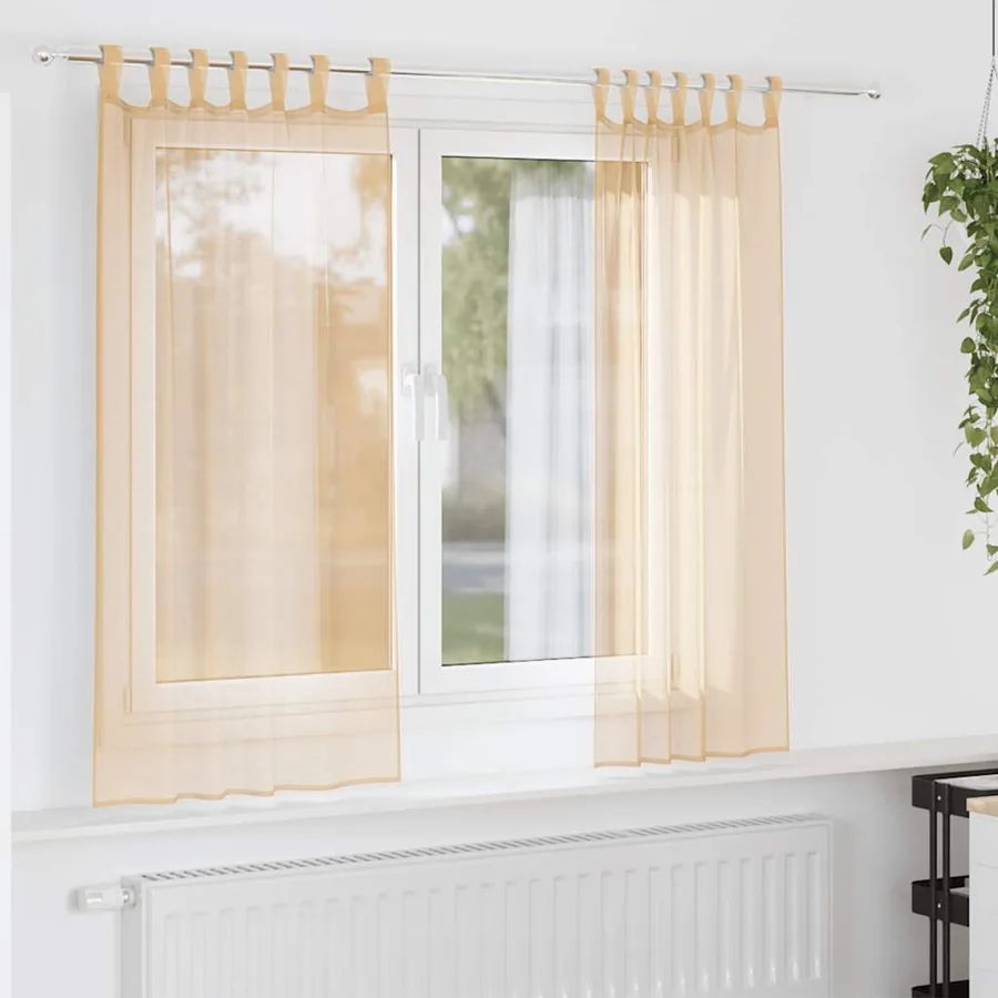 Rideaux en voile avec passe-tringles 2 pcs sable