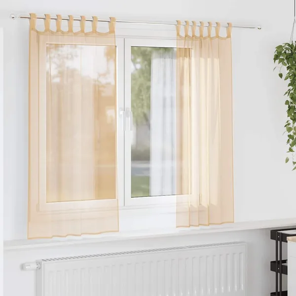 Rideaux en voile avec passe-tringles 2 pcs sable