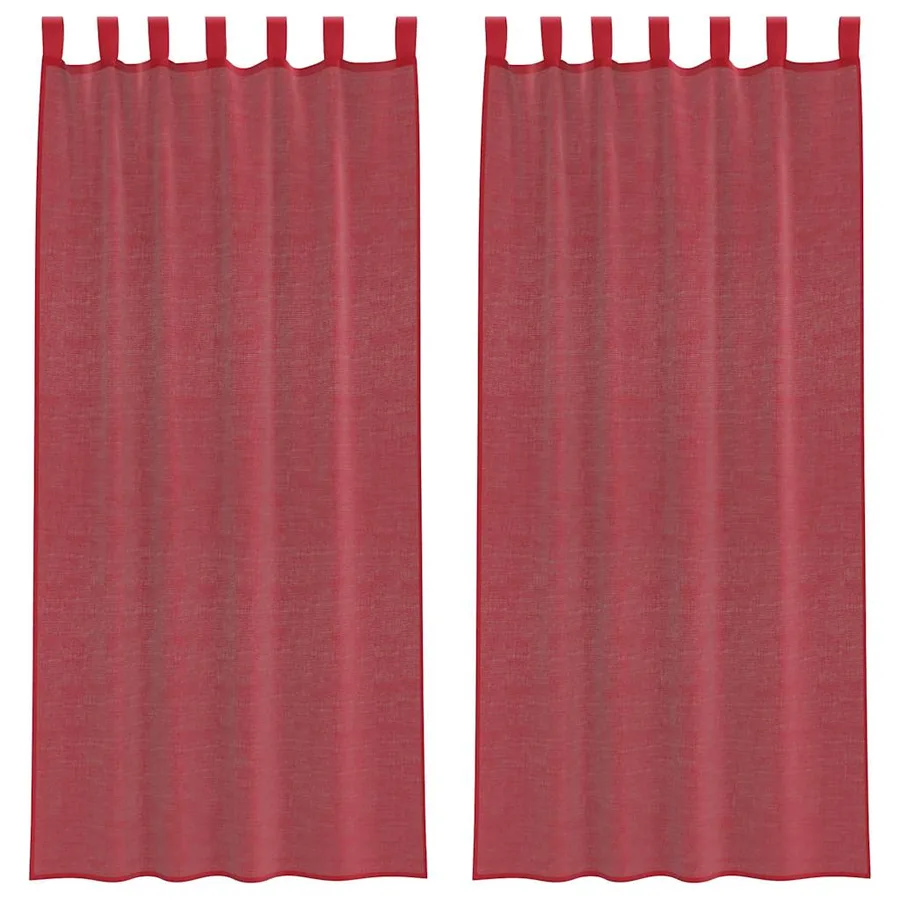 Rideaux en voile avec boucles 2 pcs rouge bordeaux 140x245 cm - 2