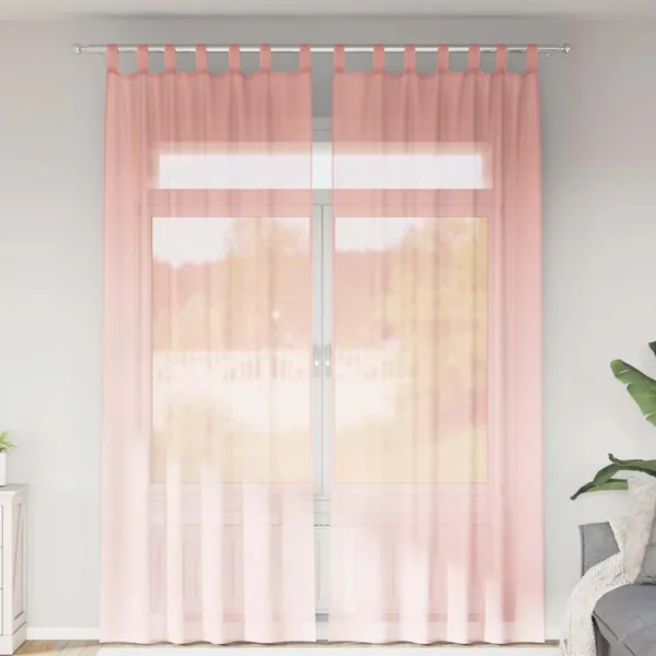 Rideaux en voile avec passe-tringles 2 pcs rose