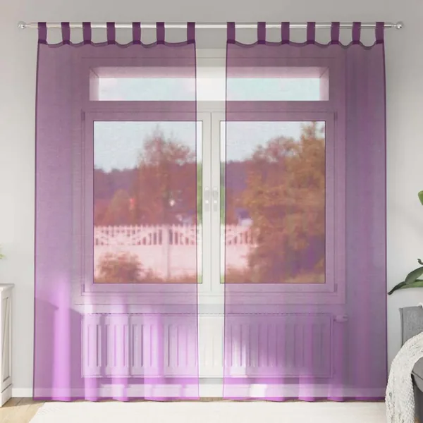 Rideaux en voile avec boucles 2 pcs violet 140x245 cm