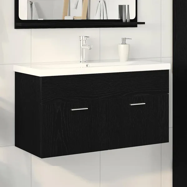 Cabinet de salle de bain Chêne noir 90 x 38,5 x 46 cm