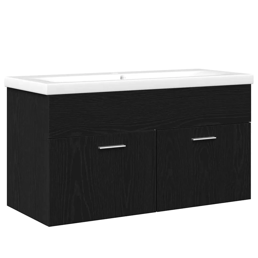 Cabinet de salle de bain Chêne noir 90 x 38,5 x 46 cm - 2