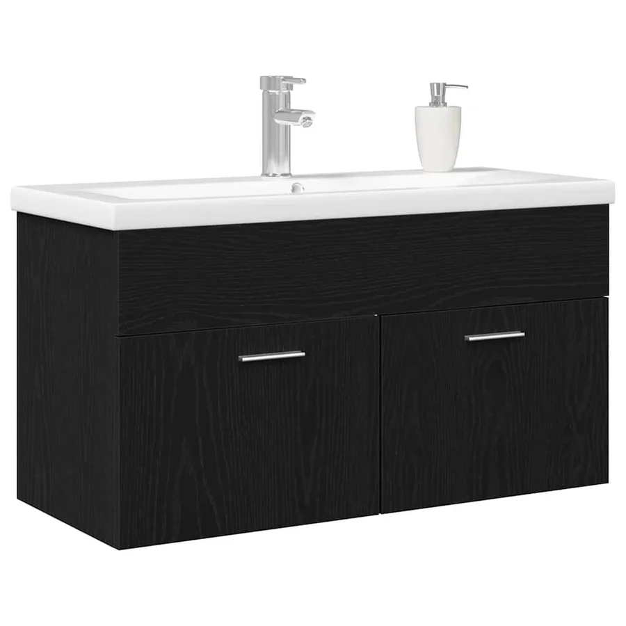 Cabinet de salle de bain Chêne noir 90 x 38,5 x 46 cm - 3