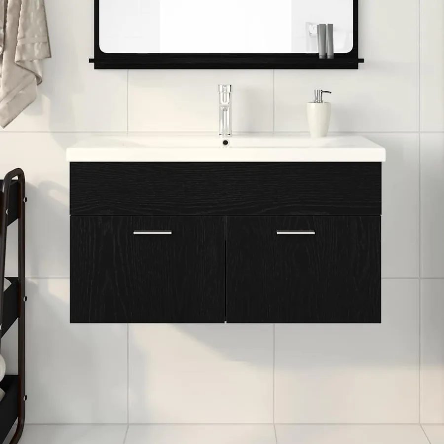 Cabinet de salle de bain Chêne noir 90 x 38,5 x 46 cm - 4
