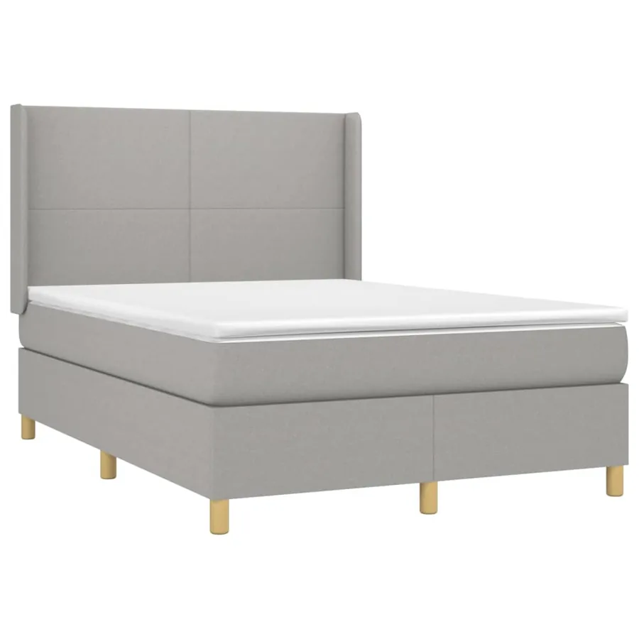 Sommier à lattes de lit avec matelas Gris clair 140x200cm Tissu - 3