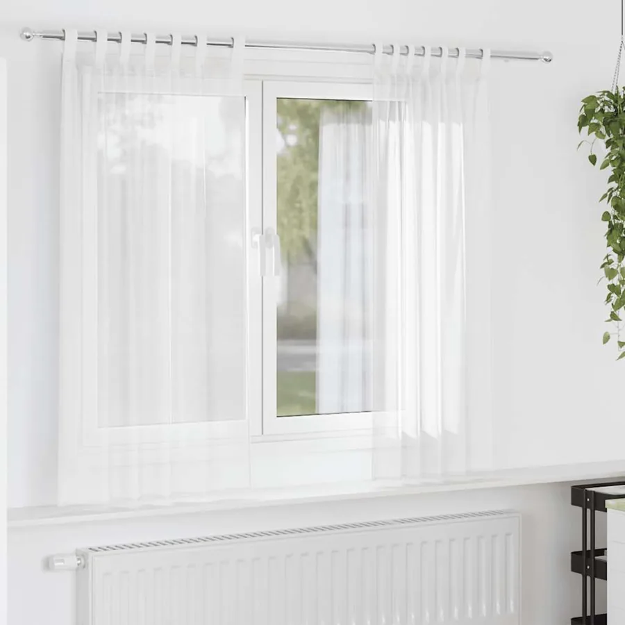 Rideaux en voile avec boucles 2 pcs blanc 140x175 cm