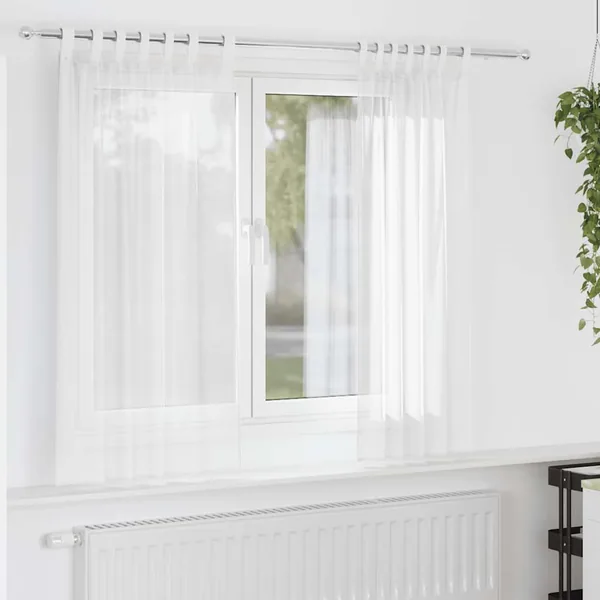 Rideaux en voile avec boucles 2 pcs blanc 140x175 cm