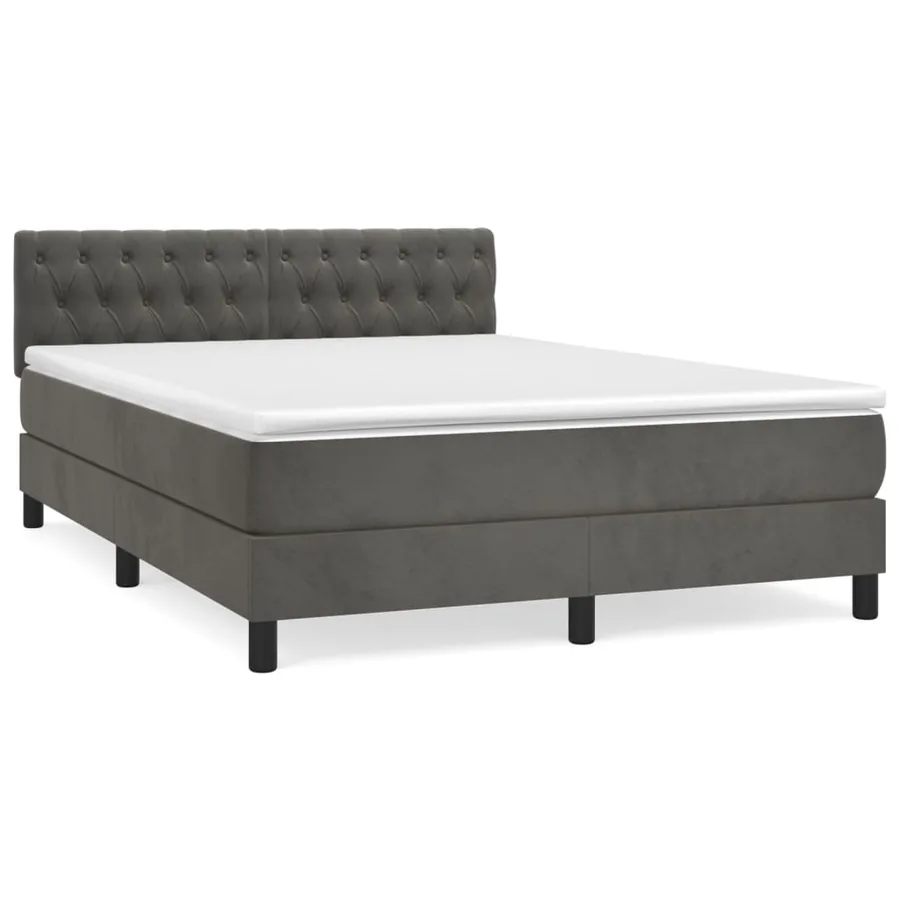 Sommier à lattes de lit et matelas Gris foncé 140x200cm Velours - 2