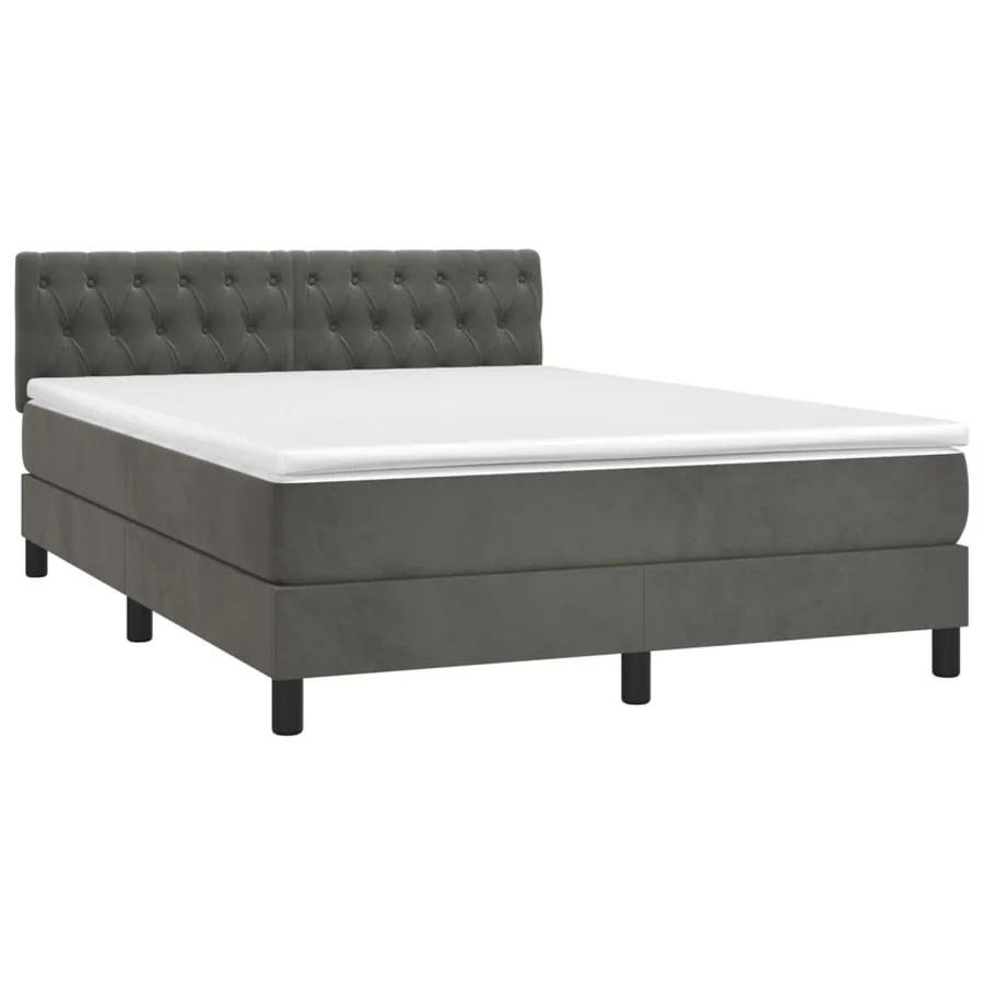 Sommier à lattes de lit et matelas Gris foncé 140x200cm Velours - 3