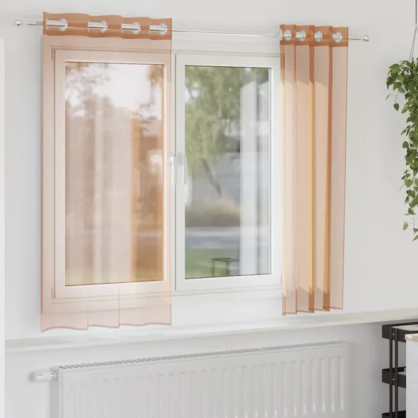 Rideaux en voile avec œillets 2 pcs terre cuite