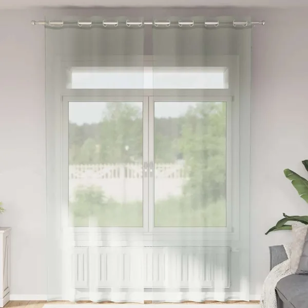Rideaux en voile avec œillets 2 pcs gris clair 140x300 cm