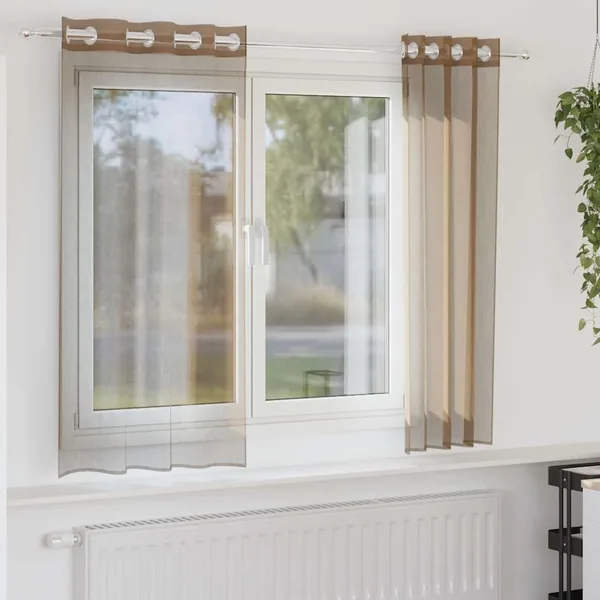 Rideaux en voile avec œillets 2 pcs marron clair