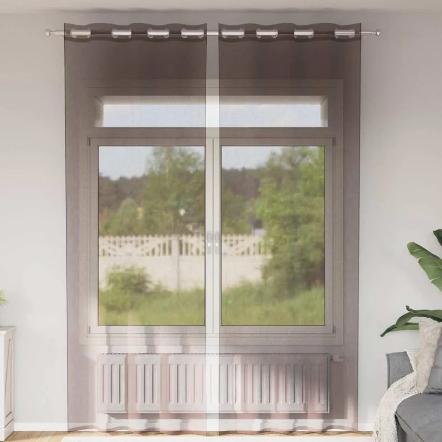 Rideaux en voile avec œillets 2 pcs marron 140x260 cm