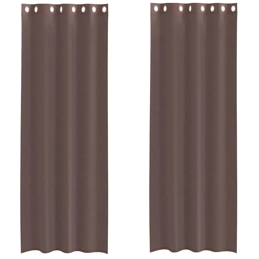 Rideaux en voile avec œillets 2 pcs marron 140x260 cm - 2