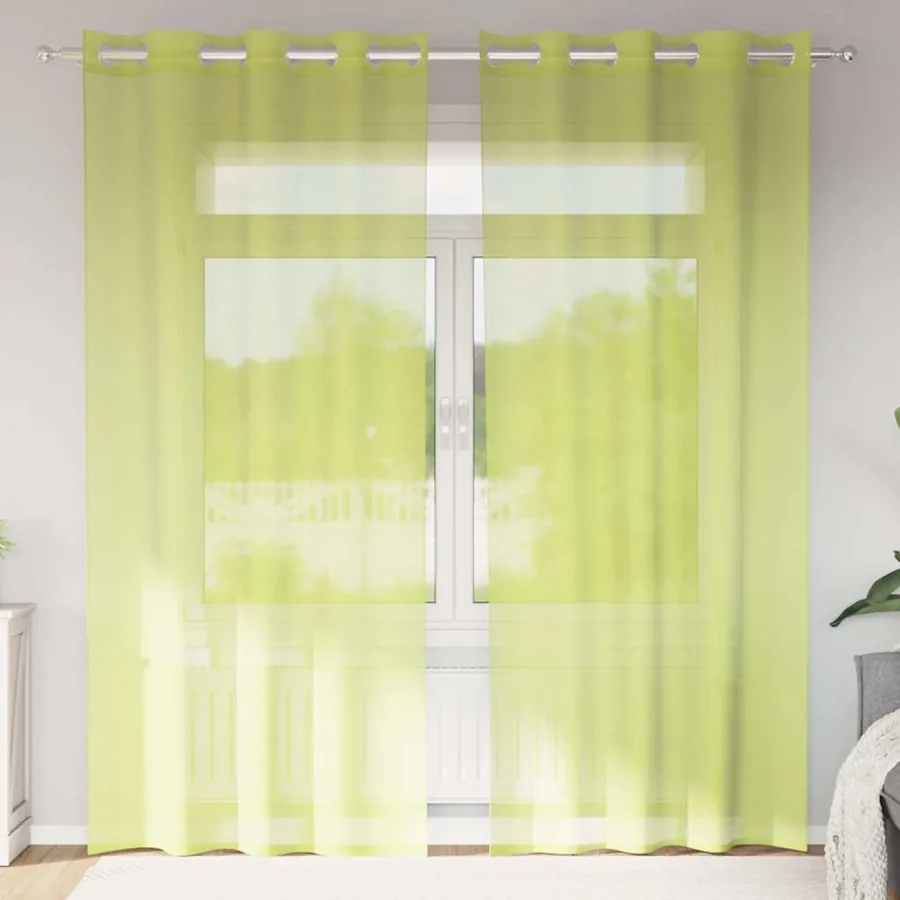 Rideaux en voile avec œillets 2 pcs vert pomme 140x225 cm