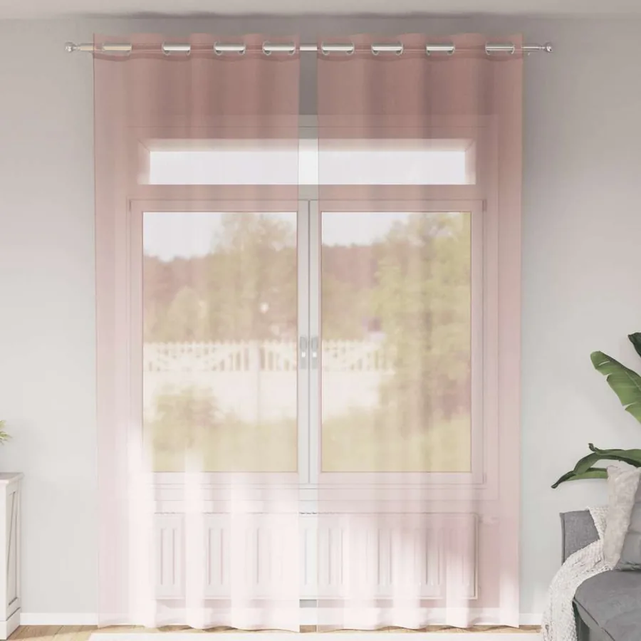 Rideaux en voile avec œillets 2 pcs rose clair 140x300 cm