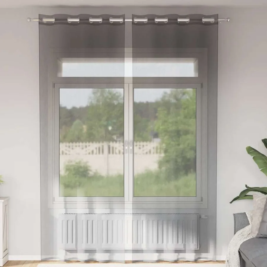 Rideaux en voile avec œillets 2 pcs gris foncé 140x260 cm