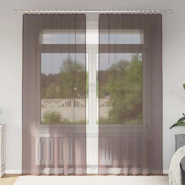 Rideaux en voile avec passants 2 pcs marron
