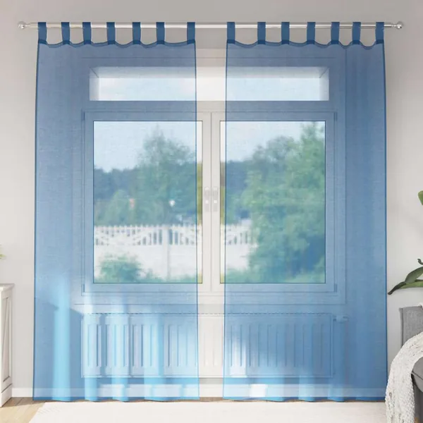 Rideaux en voile avec passe-tringles 2 pcs bleu royal