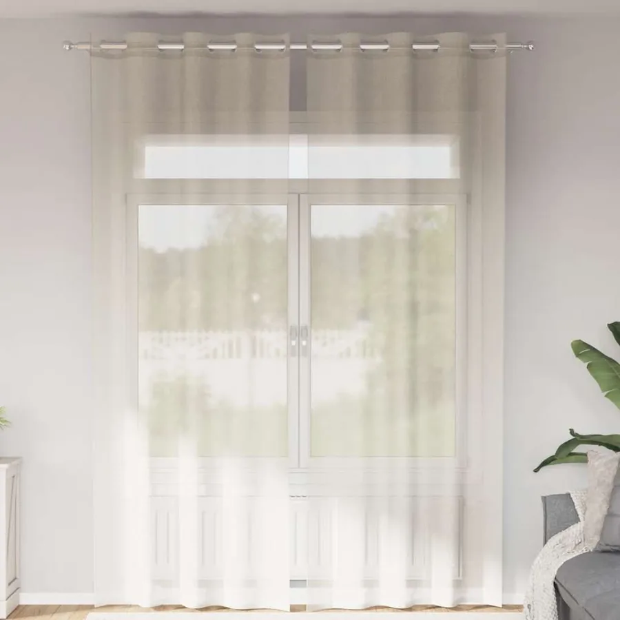 Rideaux en voile avec œillets 2 pcs crème 140x300 cm