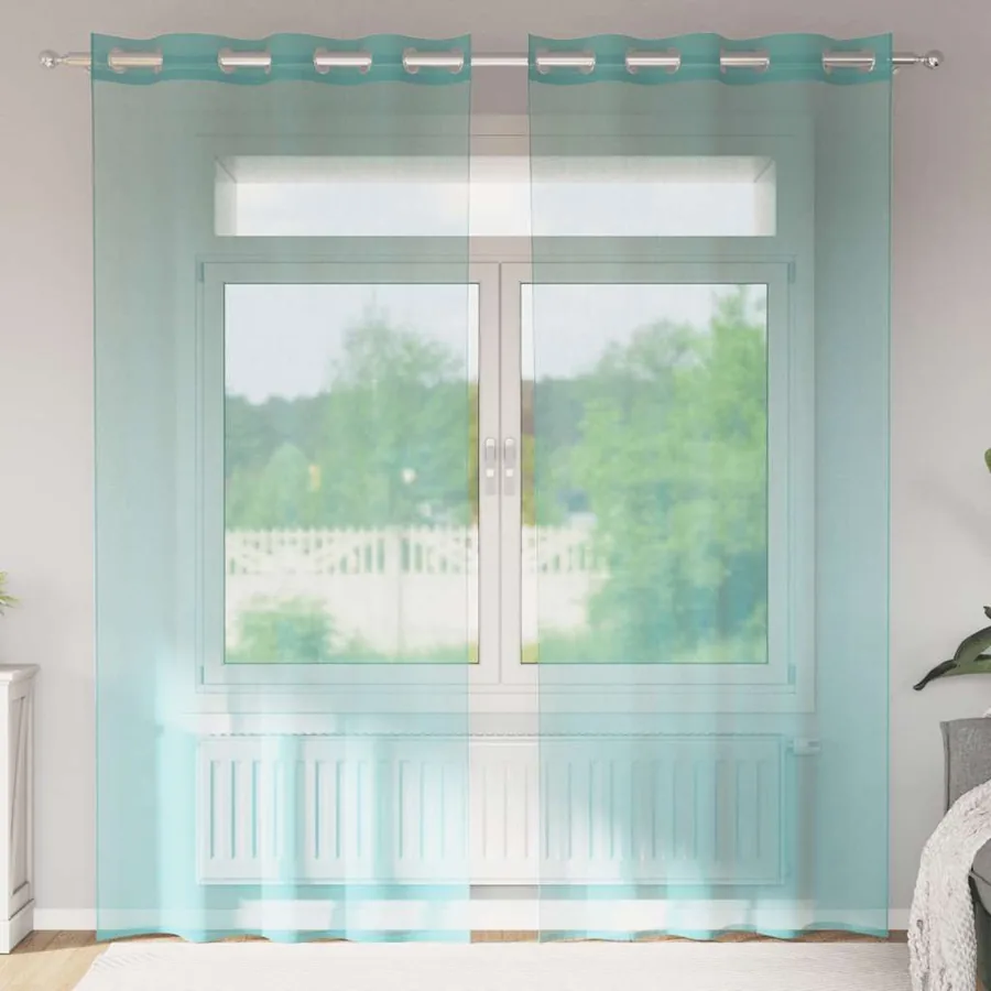 Rideaux en voile avec œillets 2 pcs turquoise
