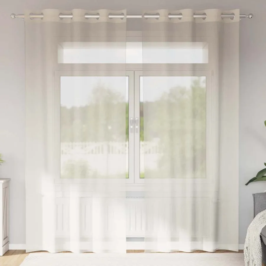 Rideaux en voile avec œillets 2 pcs crème 140x245 cm