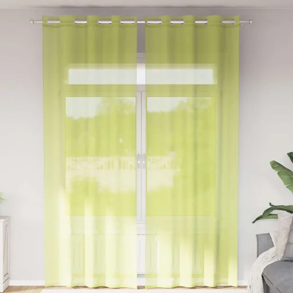 Rideaux en voile avec œillets 2 pcs vert pomme 140x260 cm