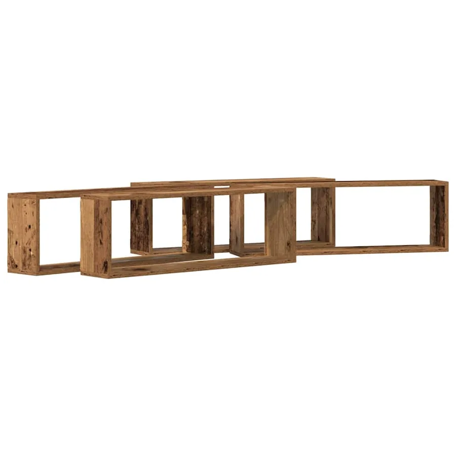 Étagères Murales avec étagère 4 pcs Bois ancien 80 x 15 x 26 cm - 2