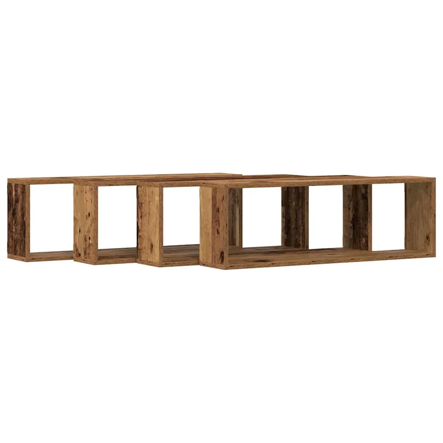 Étagères Murales avec étagère 4 pcs Bois ancien 80 x 15 x 26 cm - 5