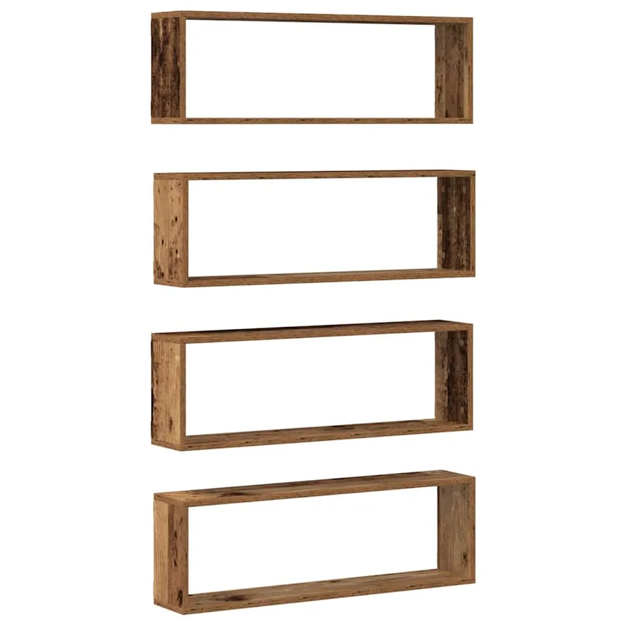 Étagères Murales avec étagère 4 pcs Bois ancien 80 x 15 x 26 cm - 6