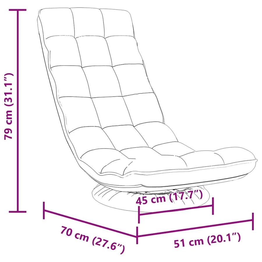 Fauteuil de sol pivotant blanc 70x51x79 cm tissu - 11