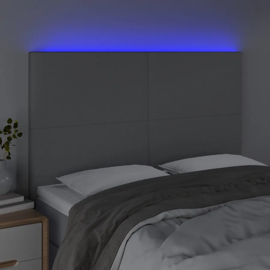 Tête de lit à LED Gris clair 144x5x118/128 cm Tissu - 3