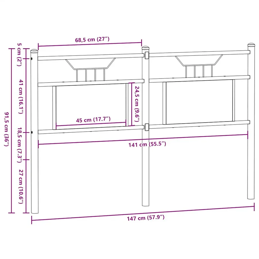 Tête de lit de remplacement chêne sonoma 140 cm bois d'ingénierie et acier - 8