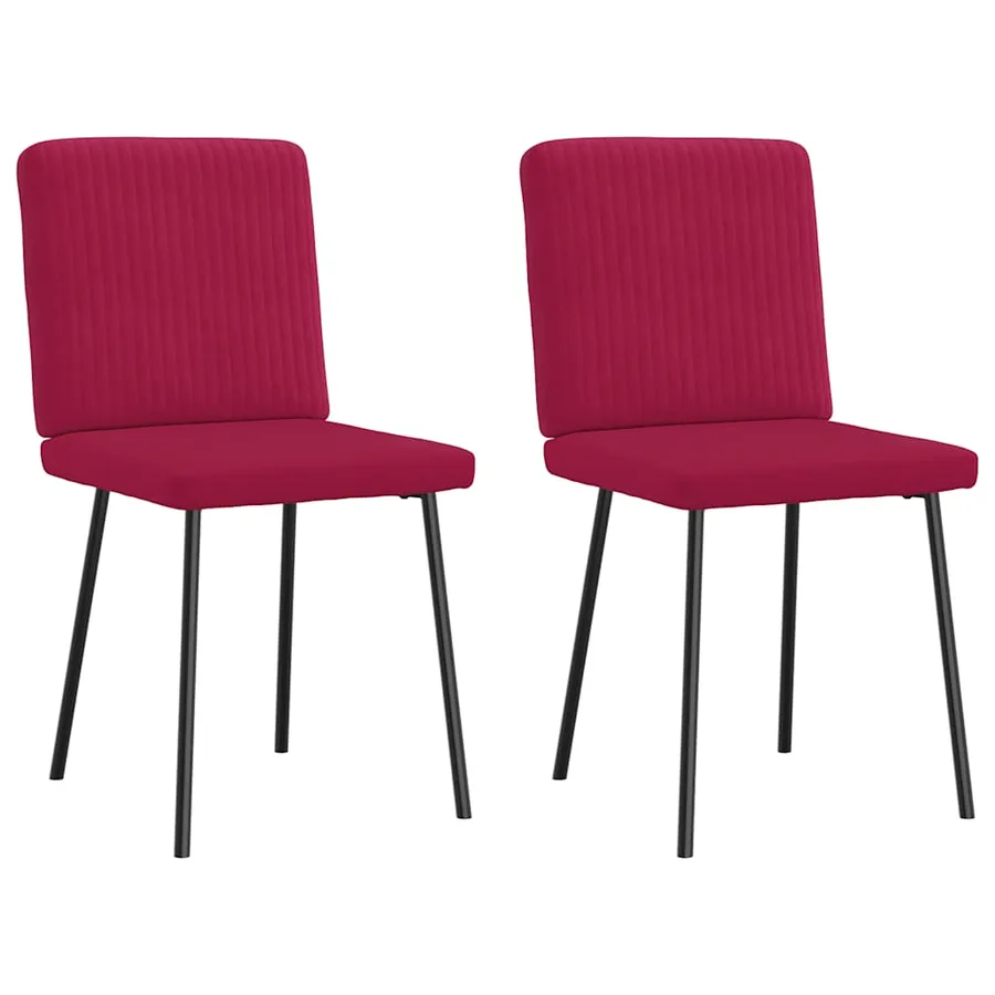 Chaises à manger lot de 2 Rouge bordeaux Velours - 2