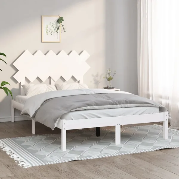 Cadre de lit sans matelas blanc 120x190 cm bois massif