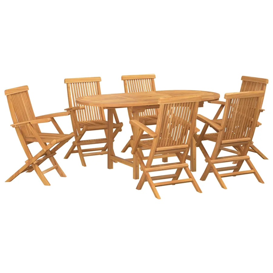 Ensemble de salle à manger pour jardin 7 pcs Marron