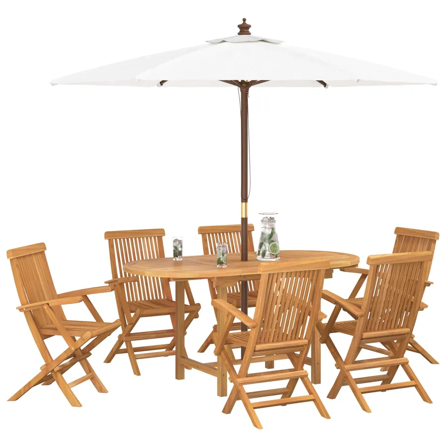 Ensemble de salle à manger pour jardin 7 pcs Marron - 2
