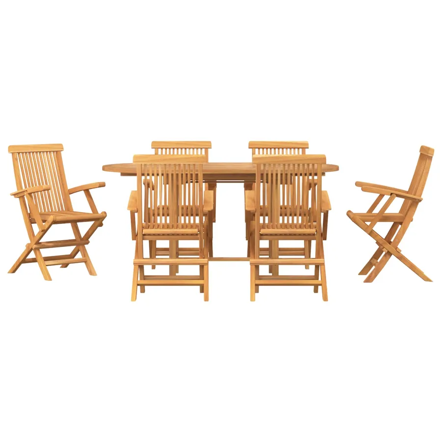 Ensemble de salle à manger pour jardin 7 pcs Marron - 3