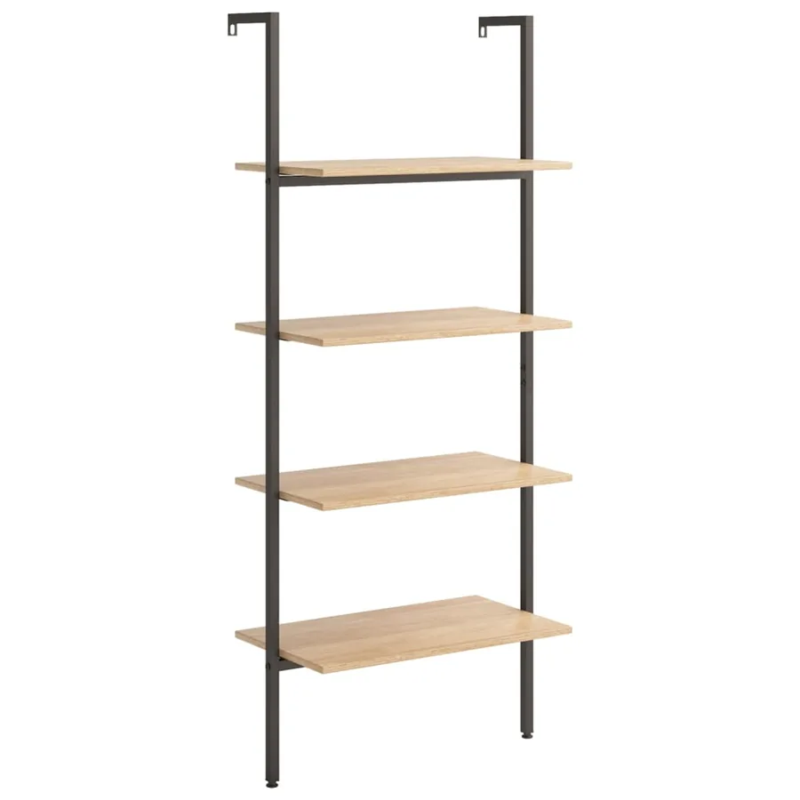 Étagère inclinée à 4 niveaux Marron clair et noir 64x35x152,5cm - 2
