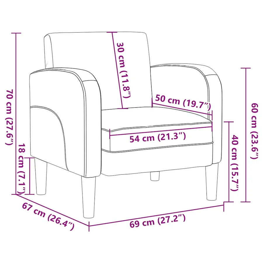 Chaise de canapé avec accoudoirs noir 54 cm similicuir - 8