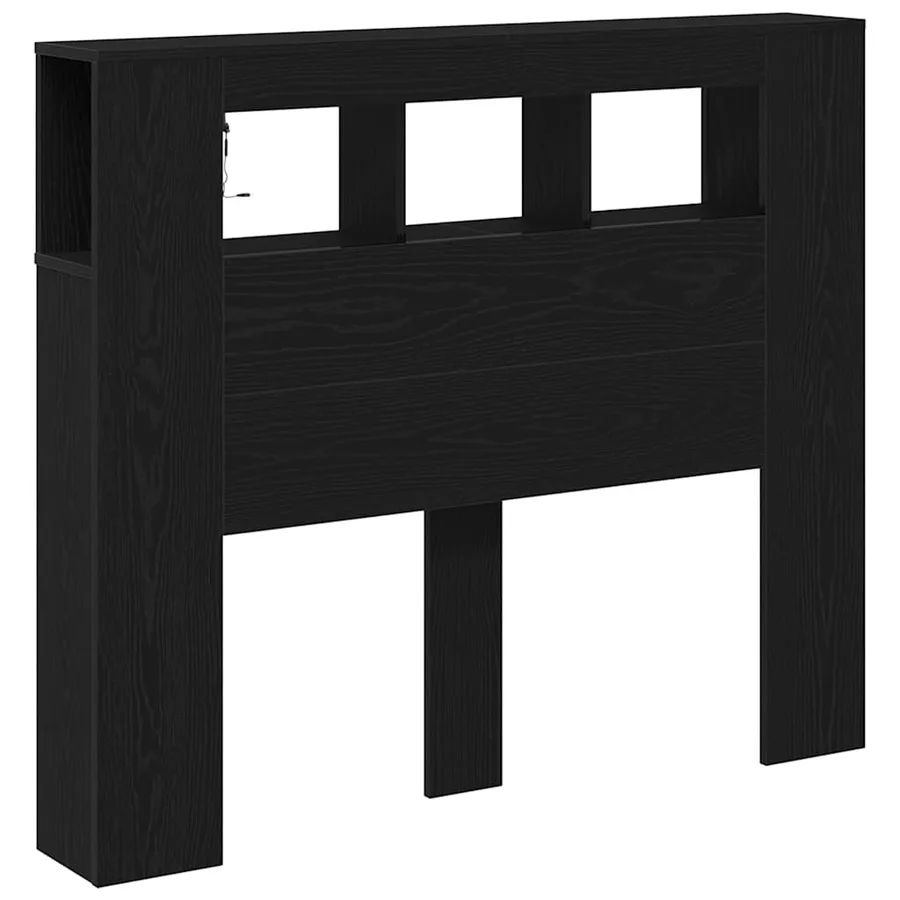 Tête de lit LED avec étagère Chêne noir 120 x 18,5 x 103,5 cm - 6